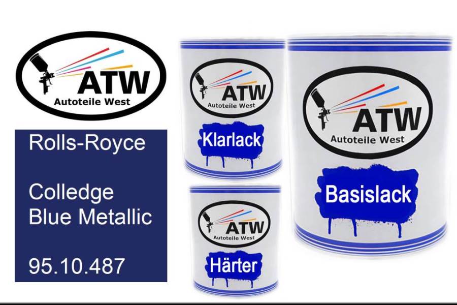 Rolls-Royce, Colledge Blue Metallic, 95.10.487: 1L Lackdose + 1L Klarlack + 500ml Härter - Set, von ATW Autoteile West.